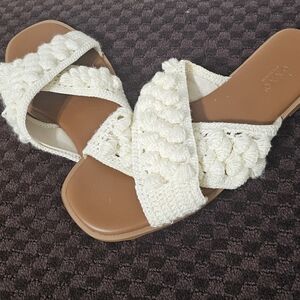 XOXO Cream Textured Sandals